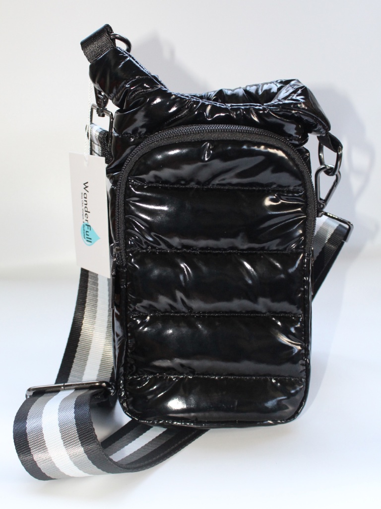 Wanderfull - New Blk Glossy Hydrobag Crossbody Bag W/ Adjustable Strap